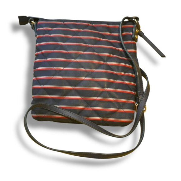 Vintage Women’s Tommy Hilfiger Navy Red Quilted Striped Mini Crossbody Bag - Picture 9 of 10